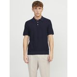 Jack & Jones - Heren Polo SS Sandri Knit Polo - Blauw - Maat L