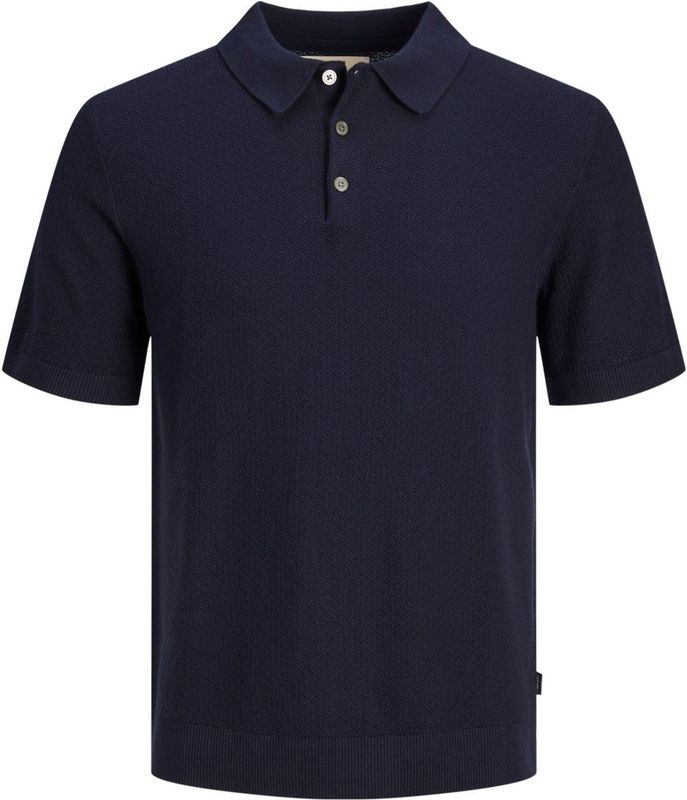 Jack & Jones - Heren Polo SS Sandri Knit Polo - Blauw - Maat L