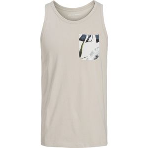 Jack & Jones - JJHawaii Pocket - Tanktop - Moonbeam - Mouwloos, Ronde Hals, Rubberen Print