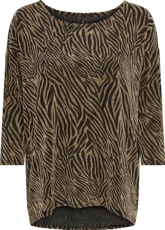 Only T-shirt Onlshiny 3 4 Top Cs Jrs 15339980 Black zebra Gold Dames
