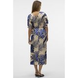 VERO MODA - VMVINA WIDE 7/8 KAFTAN WVN GA - Dames - Maxi Jurk - Blauw - V-Hals - Mouwloos