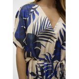 VERO MODA - VMVINA WIDE 7/8 KAFTAN WVN GA - Dames - Maxi Jurk - Blauw - V-Hals - Mouwloos