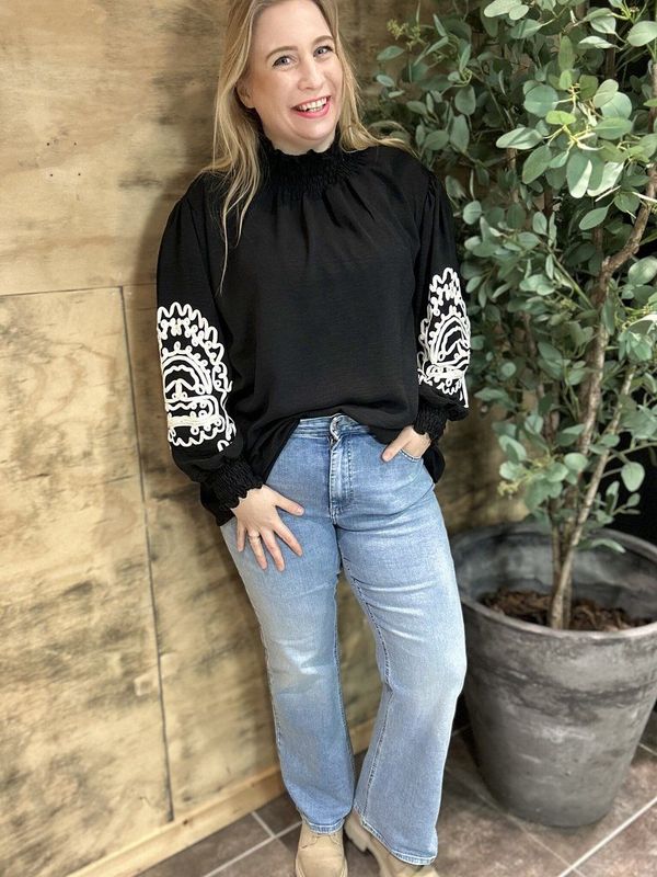 Design - Stretchbroek - Effen - Denim - 7/8 Lengte - Mid Waist