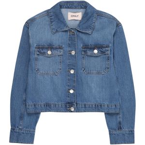 ONLY GIRLS - Denim Jas - Blauw - Gespreide Kraag - Knoopsluiting