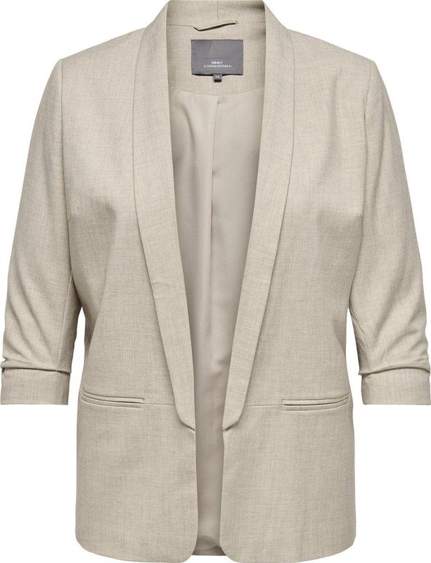 ONLY CARMAKOMA - Blazer - Zwart - Polyester - Omkeerbare Hals - Regular Fit