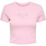 T-shirt - Cropped - Katoen - O-hals - Korte Mouwen - Strik Detail