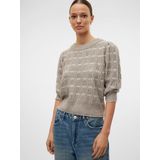 VERO MODA - VMNEWLEONOR Pullover - Groen - Gebreid - O-hals - 3/4 Mouwen