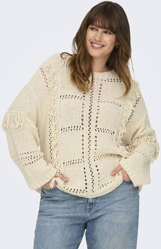 Caryrsa - Gebreide Pullover - Zacht - O-hals - Lange Mouwen - Ruches