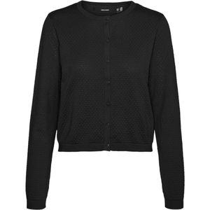 VERO MODA Grof gebreide cardigan voor dames, korte jas met wafelpatroon, pullover, zwart, S
