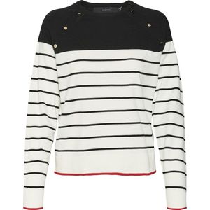 VERO MODA - Gestreepte Trui - Wit/Blauw - Katoen