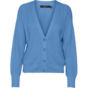 VERO MODA Dames Vmnewlexsun Ls Short V-hals Car Ga Noos gebreide jas, azuurblauw, M