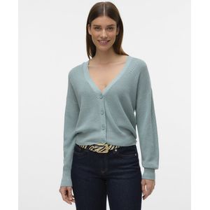 Vero Moda - Vmnewlexsun Ls Short V-neck Car - Vest - Grijs - Viscose/Acryl/Katoen