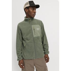 Jack & Jones - JJTHEO - Fleece Jack - Agave Green - Met Opstaande Kraag en Logo Print
