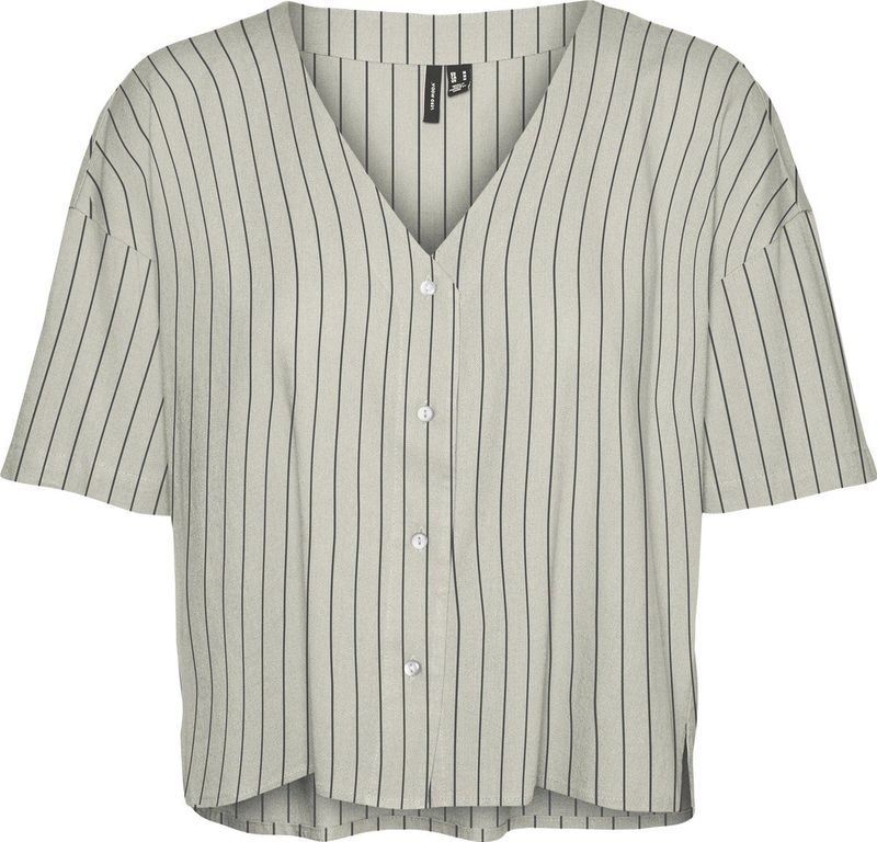 VERO MODA - VMJESMILO - Blouse - Lichtgrijs/Zwart - Klassieke Blouse