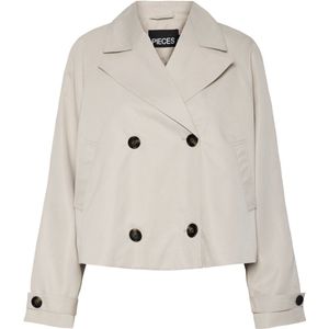 PIECES Pcscarlett Ls Short Trenchcoat - Korte Trenchcoat - Zilvergrijs