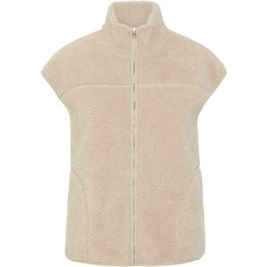 Pieces - Pcsadia Teddy Vest - Beige - Mouwloos - Ritssluiting