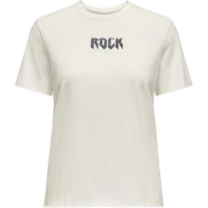 ONLY - ONLLUCY LIFE REG TOP BOX Dames T-shirt - Egret - Katoen