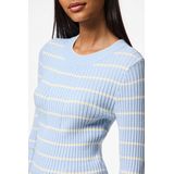 Pieces - Pccrista Ls O-neck Knit Noos - Trui - Cashmere Blue/Birch Narr