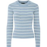 Pieces - Pccrista Ls O-neck Knit Noos - Trui - Cashmere Blue/Birch Narr