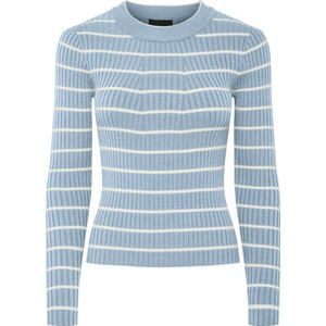 Pieces - Pccrista Ls O-neck Knit Noos - Trui - Cashmere Blue/Birch Narr