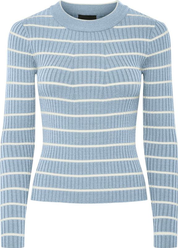 Pieces - Pccrista Ls O-neck Knit Noos - Trui - Cashmere Blue/Birch Narr