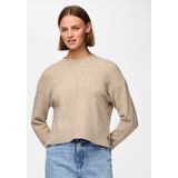 pieces - PCMALOU LS O-NECK CUTLINE KNIT NOOS - Gebreide Trui - Taupe Gray