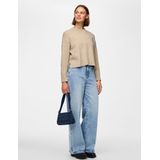 pieces - PCMALOU LS O-NECK CUTLINE KNIT NOOS - Gebreide Trui - Taupe Gray