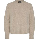 pieces - PCMALOU LS O-NECK CUTLINE KNIT NOOS - Gebreide Trui - Taupe Gray