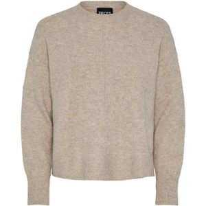 pieces - PCMALOU LS O-NECK CUTLINE KNIT NOOS - Gebreide Trui - Taupe Gray