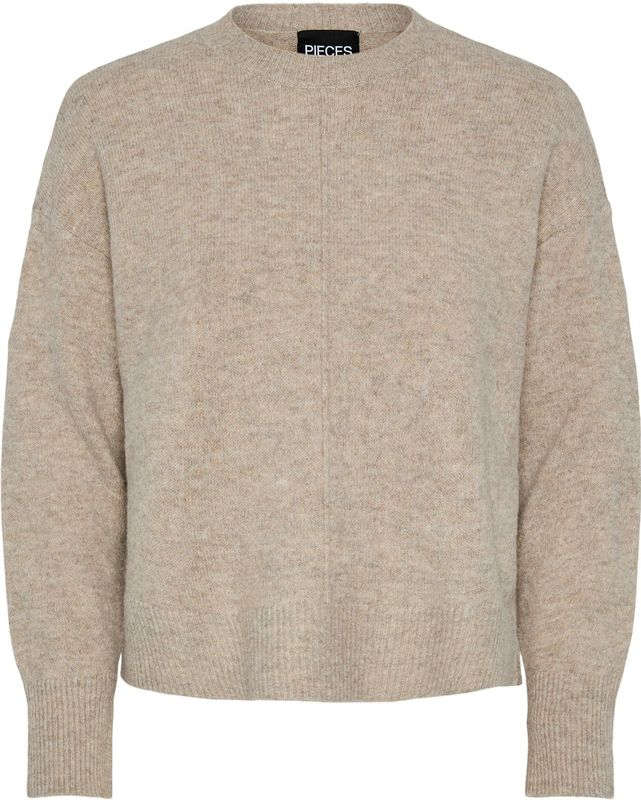 pieces - PCMALOU LS O-NECK CUTLINE KNIT NOOS - Gebreide Trui - Taupe Gray