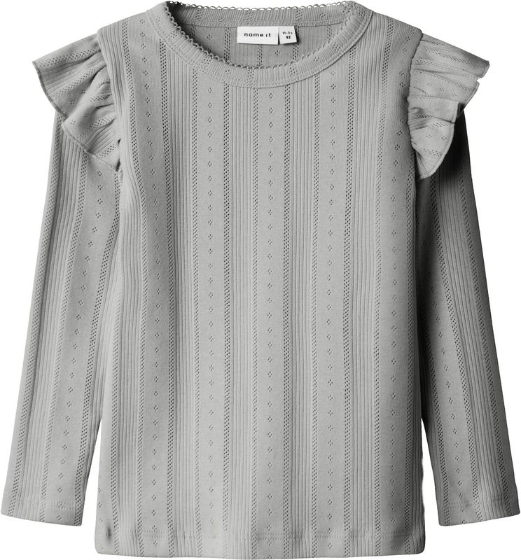 Needle Drop - T-shirt - Ronde Hals - Lange Mouwen - Ruches - Regular Fit