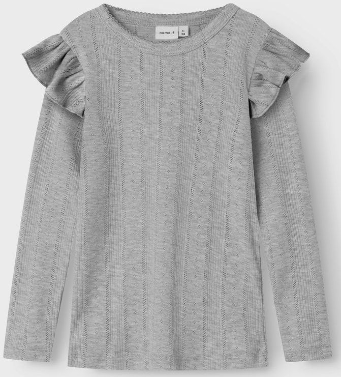 Needle Drop - T-shirt - Ronde Hals - Lange Mouwen - Ruches - Regular Fit