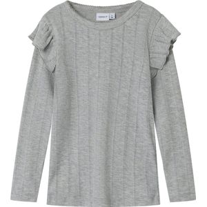 Needle Drop - T-shirt - Ronde Hals - Lange Mouwen - Ruches - Regular Fit