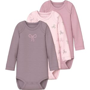 NAME IT - NBFBODY 3P LS BARELY PINK BOW NOOS - Baby - Body - Ribtricot - 3-Pack