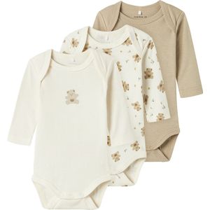Romper - 3-pack - Zacht - Ribgebreide Stof - Lange Mouwen - Drukknoopsluiting