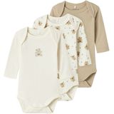 Romper - 3-pack - Zacht - Ribgebreide Stof - Lange Mouwen - Drukknoopsluiting