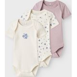 Romper - 3-pack - Zacht - Ribgebreide Stof - Korte Mouwen - Drukknoopsluiting