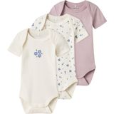 Romper - 3-pack - Zacht - Ribgebreide Stof - Korte Mouwen - Drukknoopsluiting