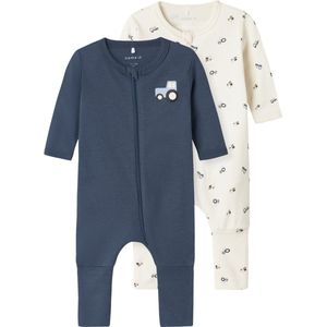 Name It Schlafanzug NBMNIGHTSUIT 2P ZIP FF JET TRACTOR NOOS (Packung, 2 tlg)