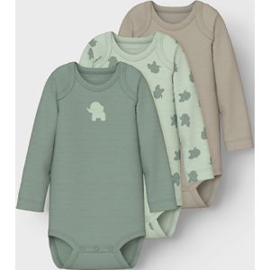 Name It - NbmBody - Romper L/S - 3-pack - Sea Schuim Eleph