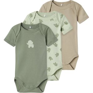 NAME IT - NBMBODY 3P SS SEA FOAM ELEPHANT NOOS - Rompertjes - Groen - 3-Pack