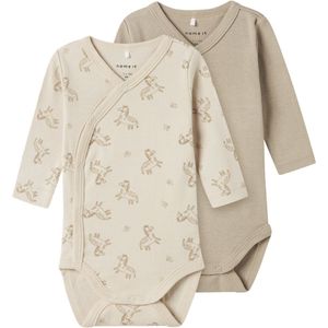 Rompertjes - 2-pack - Ribgebreide Stof - Lange Mouwen - O-hals