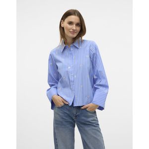 Vero Moda Blouse - Blauw - Lange Mouwen met Pailletten Detail