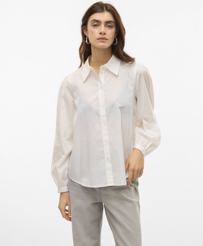 VERO MODA - VMKAVA - Blouse - Wit - Lange Mouw - Normale Pasvorm