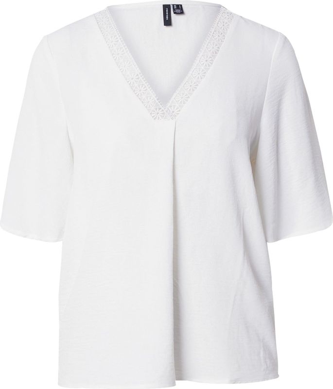 Top - V-Hals - Kanten Detail - Regular Fit - 2/4 Wijde Mouwen