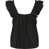 Pieces - Pcpia Sl Top Wvn Noos - Top - Zwart - 70% Viscose - 30% Linnen