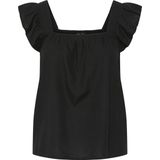 Pieces - Pcpia Sl Top Wvn Noos - Top - Zwart - 70% Viscose - 30% Linnen