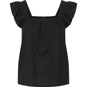 Pieces - Pcpia Sl Top Wvn Noos - Top - Zwart - 70% Viscose - 30% Linnen