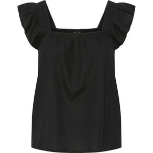 Pieces - Pcpia Sl Top Wvn Noos - Top - Zwart - 70% Viscose 30% Linnen
