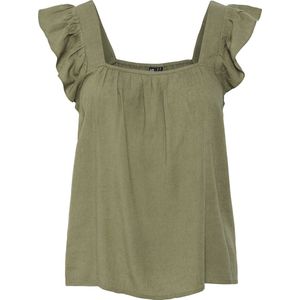 Pieces - Pcpia Sl Top Wvn Noos - Top - Deep Lichen Green - 70% Viscose 30% Linnen
